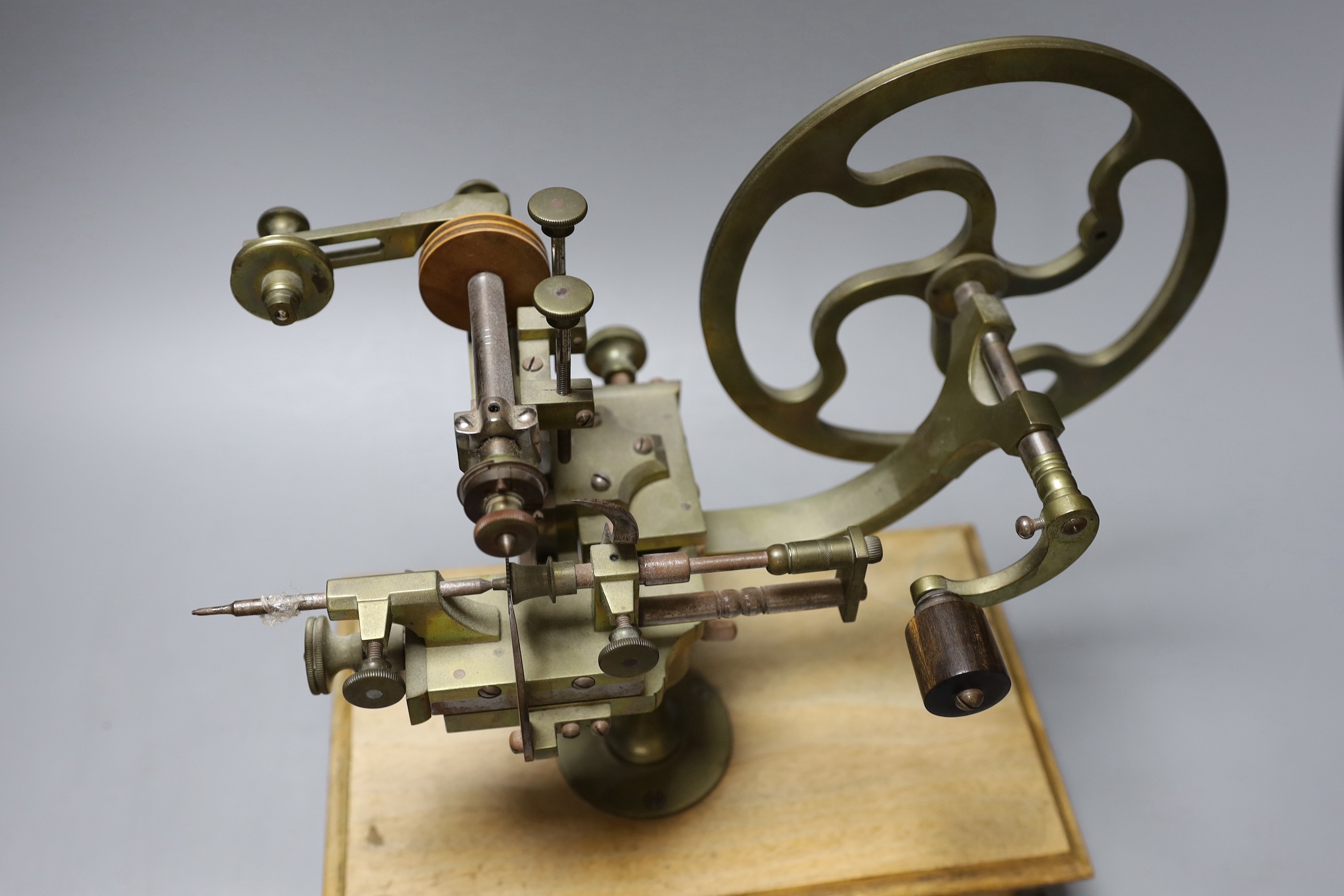 A 20th century watch makers table top lathe